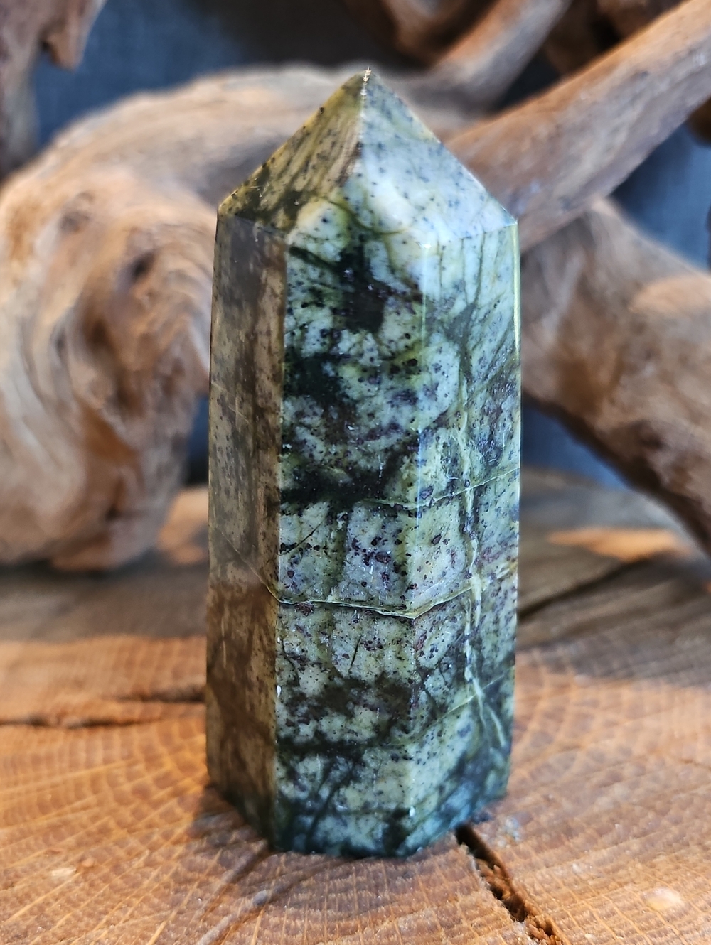 Himalayan Green Jasper Polished Crystal 6 Sided Point